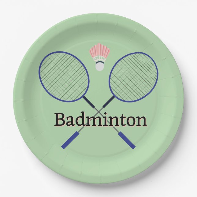 Plato De Papel Diseño de Badminton (Anverso)