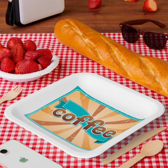 Plato De Papel Diseño de café retro (Subido por el creador)