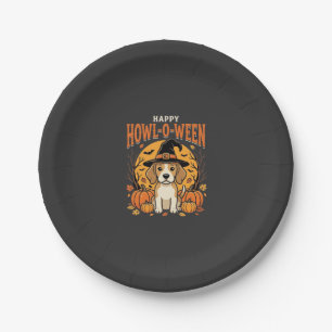 Plato De Papel Diseño de calabaza de perro Beagle Halloween Howl-
