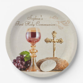 Plato De Papel Diseño de Cáliz de la Eucaristía para la Primera C