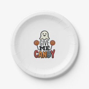 Plato De Papel Diseño de camiseta de fantasma de Halloween vintag