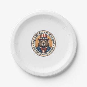 Plato De Papel Diseño de camiseta de grabado vintage de marmota p