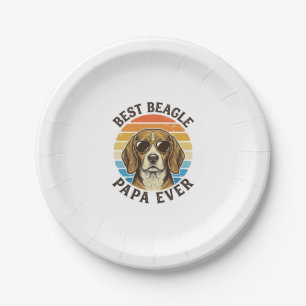 Plato De Papel Diseño de camiseta de Papá de Beagle Vintage Mejor
