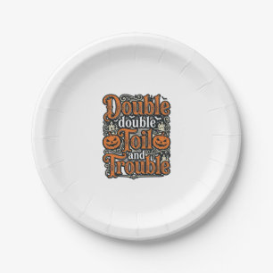 Plato De Papel Diseño de camiseta vintage de Halloween Double Toi