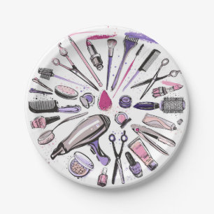 Plato De Papel Diseño de Círculo de maquillaje