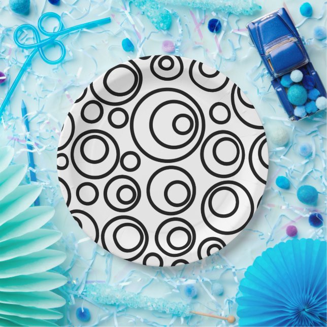 Plato De Papel Diseño de círculos (Fiesta)