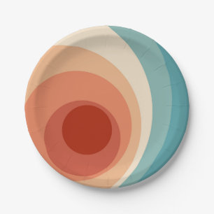 Plato De Papel Diseño de círculos de estilo retro colorido