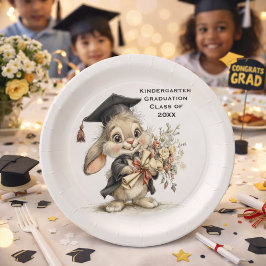 Plato De Papel  Diseño de conejo de graduación de jardín infantil