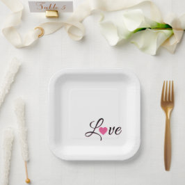 Plato De Papel Diseño de corazón punteado minimalista