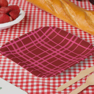 Plato De Papel Diseño de Cuadro de Cuadricula de Verificación Ros