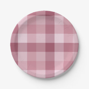 Plato De Papel Diseño de Cuadro de Gingham Rosa