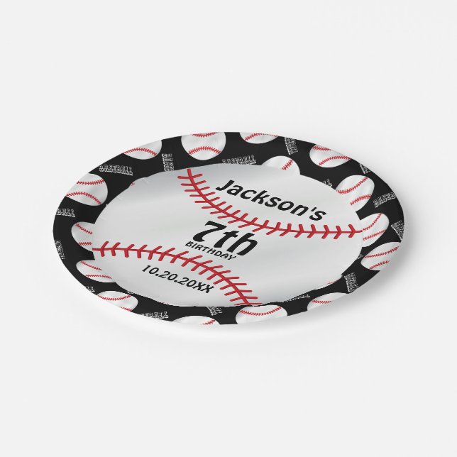 Plato De Papel *Diseño de cumpleaños de béisbol| Personalizar (Angular)