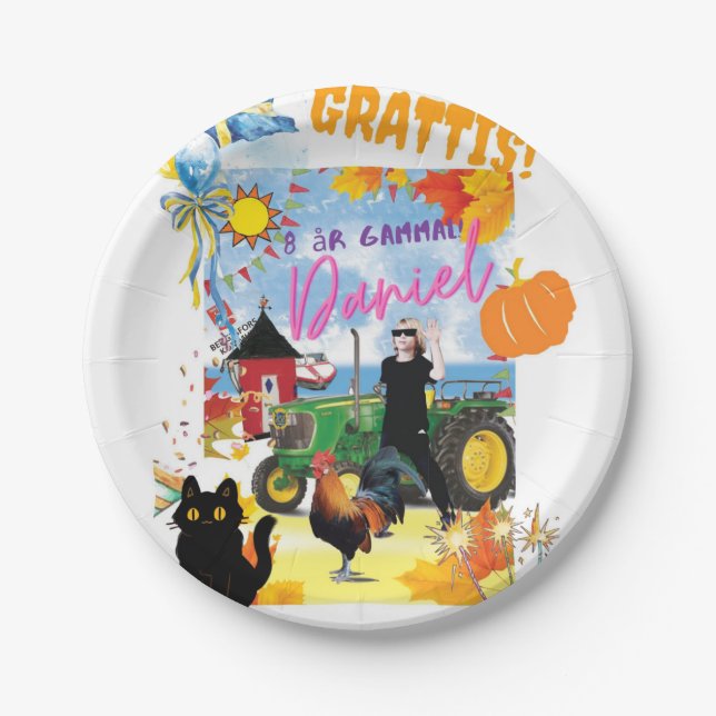 Plato De Papel Diseño de cumpleaños personalizado de personalizab (Anverso)