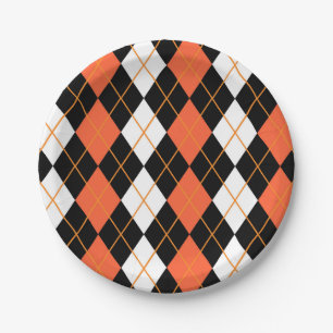 Plato De Papel Diseño de diamante de argelia blanco negro naranja