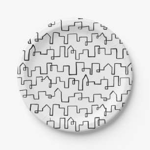 Plato De Papel Diseño de diseño de diseño de paisajes urbanos mod