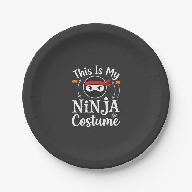 Plato De Papel Diseño de disfraz de ninja divertido para Hallowee (Anverso)