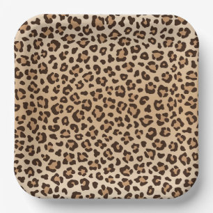 Plato De Papel Diseño de estampado de leopardo exótico