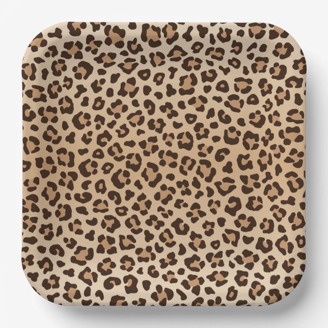 Plato De Papel Diseño de estampado de leopardo exótico (Anverso)