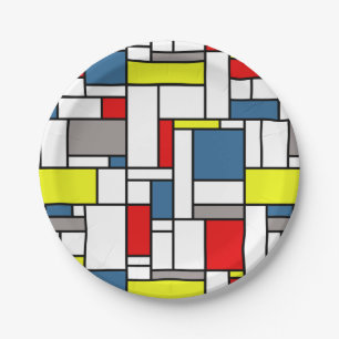 Plato De Papel Diseño de estilo mondriano