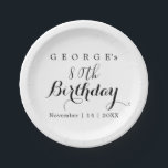 Plato De Papel Diseño de fiesta de cumpleaños de tipografía minim<br><div class="desc">Celebre con estilo con nuestro diseño de fiesta de cumpleaños de personalizable, con una elegante disposición tipográfica minimalista. Adapte el diseño con cualquier nombre y año, haciéndolo perfecto para personalizar tu ocasión especial. Este elegante enfoque funciona de maravilla para hombres y mujeres, asegurando que todos se sientan celebrados. Las líneas...</div>