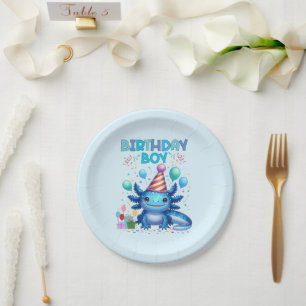 Plato De Papel Diseño de Fiestas Cutos de Aniversario Axolotl Vib