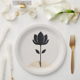 Plato De Papel Diseño de flores abstractas