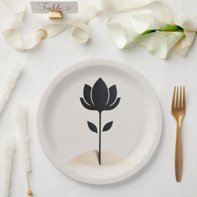 Plato De Papel Diseño de flores abstractas (Boda)