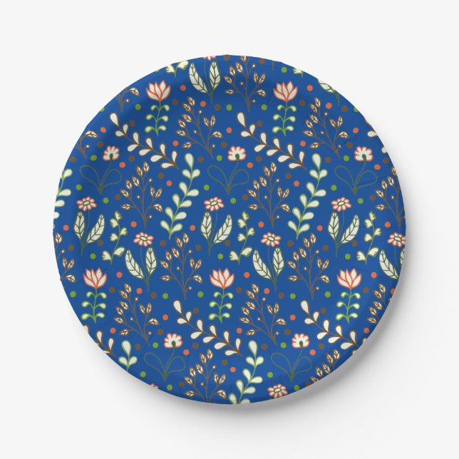 Plato De Papel Diseño de fondo floral de Bestseller para boda (Anverso)