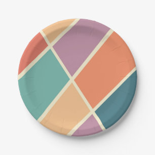 Plato De Papel Diseño de formas geométricas abstractas coloridas