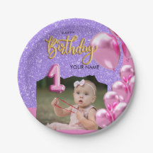 Diseño de foto de cumpleaños de niña de un año