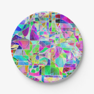 Plato De Papel Diseño de fragmentos geométricos abstractos de col