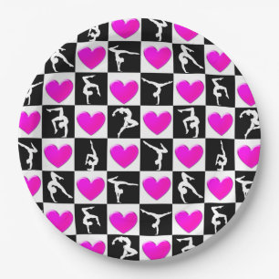 Plato De Papel DISEÑO DE GIMNASTICAS EN EL CORAZÓN DE bonito