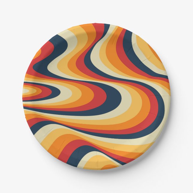 Plato De Papel Diseño de giro colorido y abstracto (Anverso)