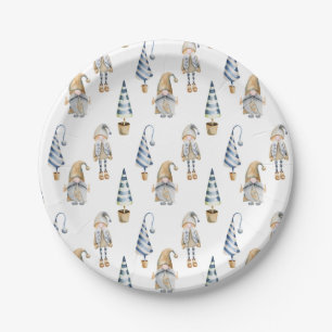 Plato De Papel Diseño de gnomos de Navidades festivos