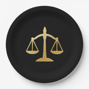 Plato De Papel Diseño de Golden Scales of Justice Law