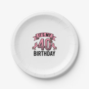 Plato De Papel Diseño de grabado vintage de unicornio para cumple