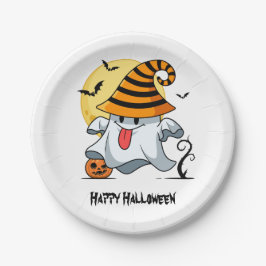 Plato De Papel Diseño de Halloween con fantasía