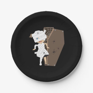 Plato De Papel Diseño de Halloween de la marioneta Chica