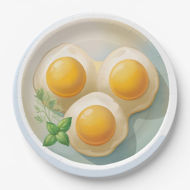Plato De Papel Diseño de Huevos Sunny Side Up (Anverso)