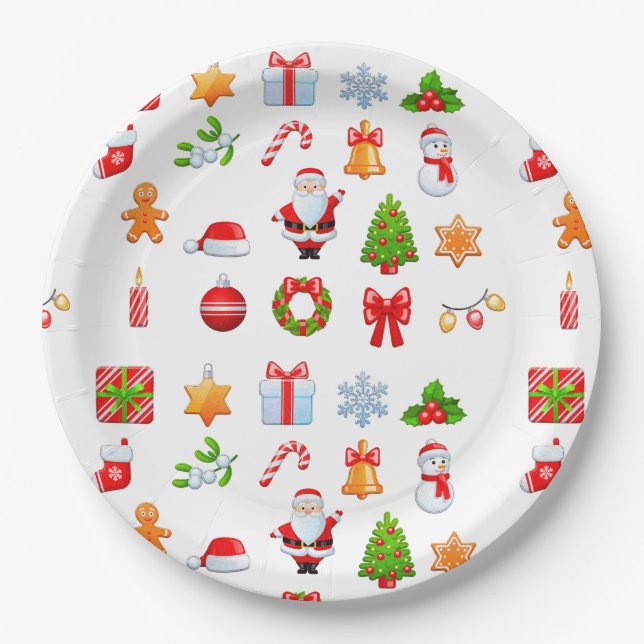 Plato De Papel Diseño de iconos para Navidades dulces (Anverso)