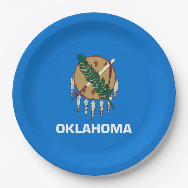 Plato De Papel Diseño de la bandera del estado de Oklahoma (Anverso)