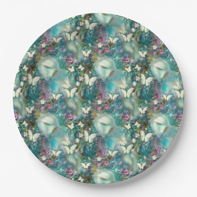 Plato De Papel Diseño de la serie de mariposa mística 3 (Anverso)