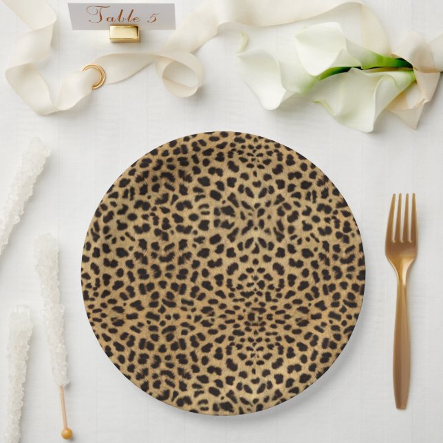 Plato De Papel Diseño de leopardo (Boda)