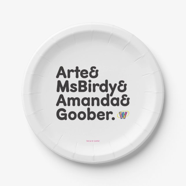 Plato De Papel Diseño de los nombres de Webkinz (Anverso)