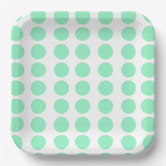 Plato De Papel Diseño de Lunares Verdes