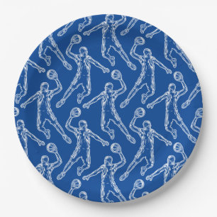 Plato De Papel Diseño de luz de clavada de jugador de baloncesto