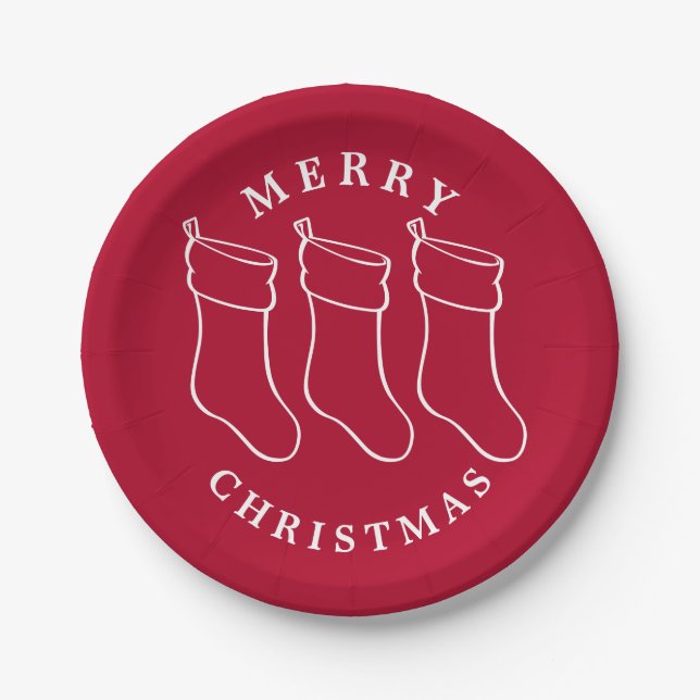 Plato De Papel diseño de medias de navidades (Anverso)