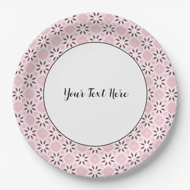 Plato De Papel Diseño de metamorfosis rosa (Anverso)