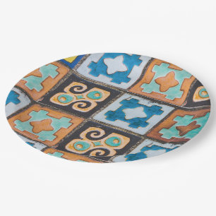 Plato De Papel Diseño de mosaicos cerámicos de colores