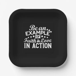 Plato De Papel Diseño de motivación cristiana - Fe, amor y acción